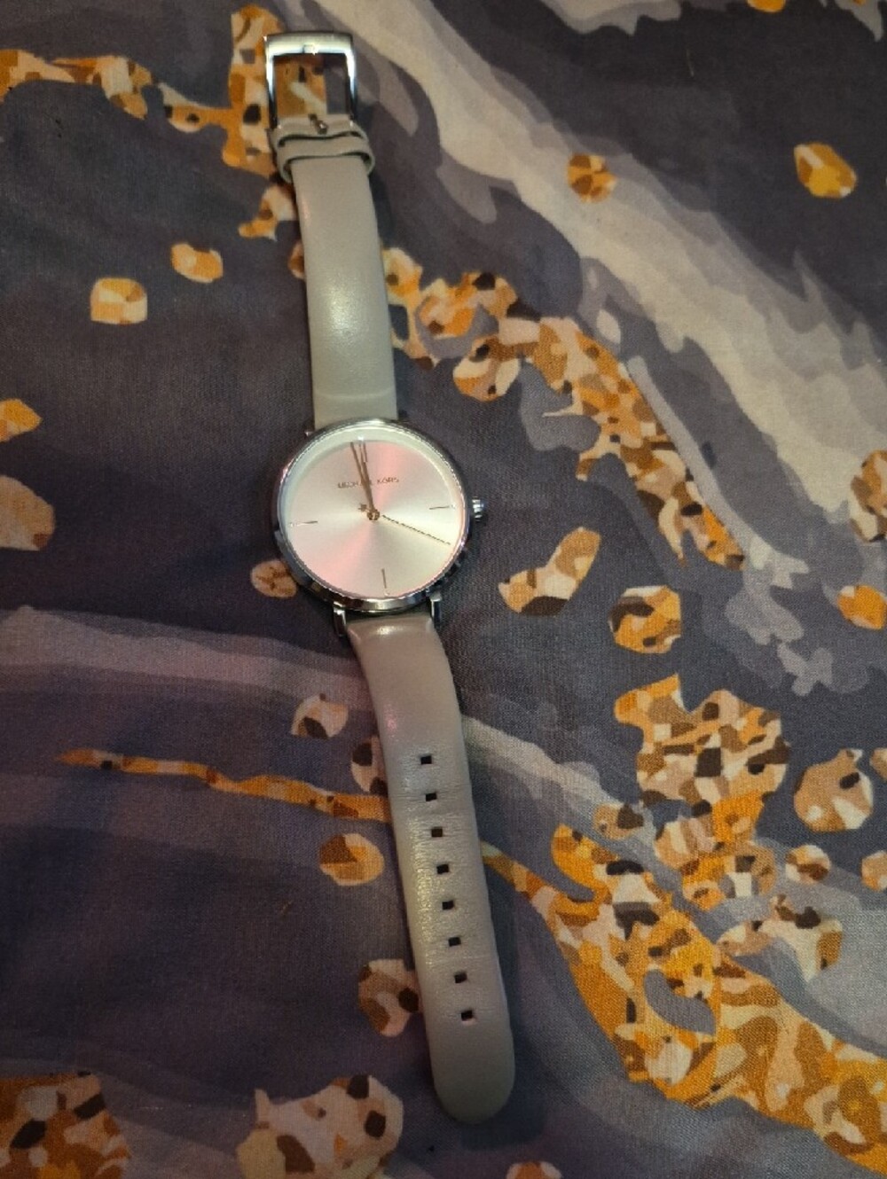 Michael Kors Silver Dial Watch with Gray Leather Strap - Picture 2 of 11